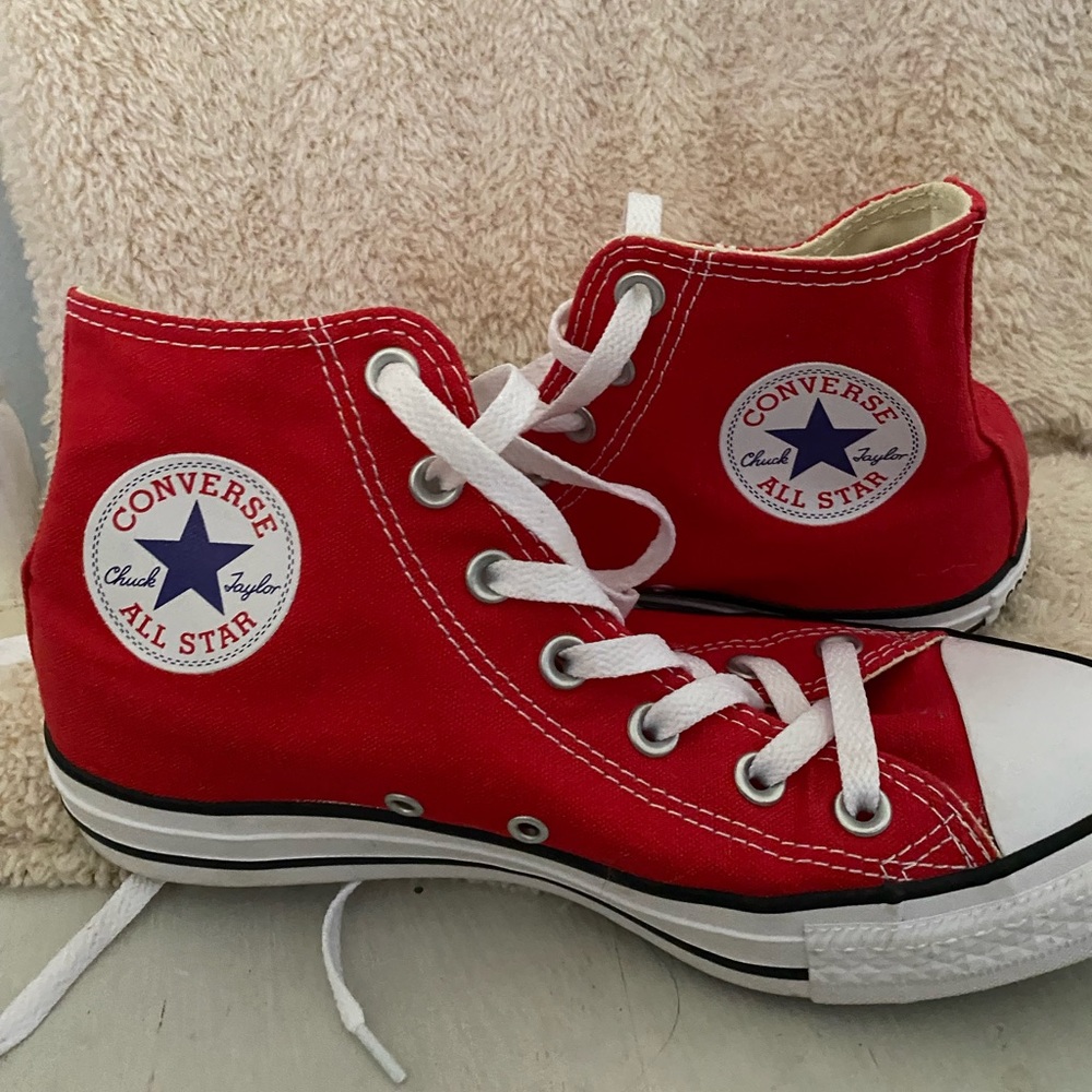 Red converse high tops